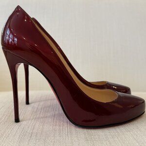 Christian Louboutin Fifi 120 Dark Red Burgundy Patent Heels